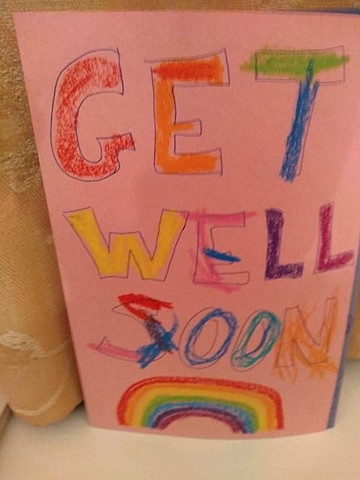 One of the get well soon cards received by Stanley