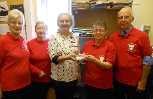 Pam Wiseman, Heartbeat Treasurer; Sue Ridgard, Secretary; Dr. Sabolewski, Consultant Cardiologist; Margaret Mather, Heartbeat Vice Chair and Ian Douglas, Heartbeat Member