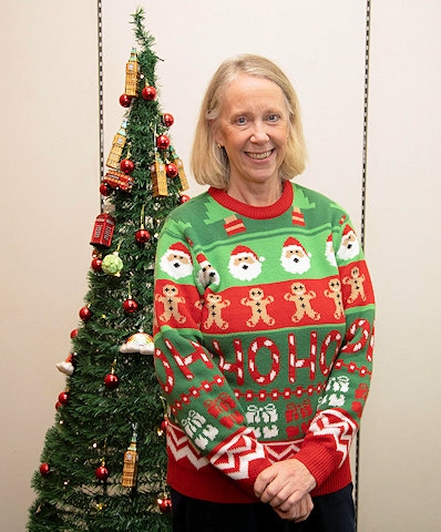 Liz McInnes MP shows her support for Save the Children’s Christmas Jumper Day campaign 