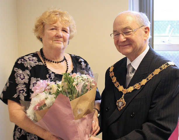 Teresa Moore with Councillor Billy Sheerin, assistant cabinet member for adult care and Deputy Mayor of Rochdale 