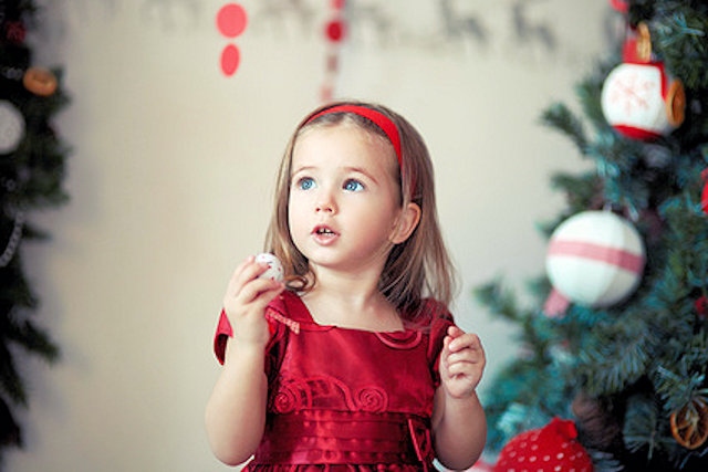 Little girl at home at Christmas