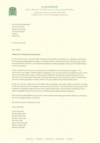 David Gauke letter re dangerous driving