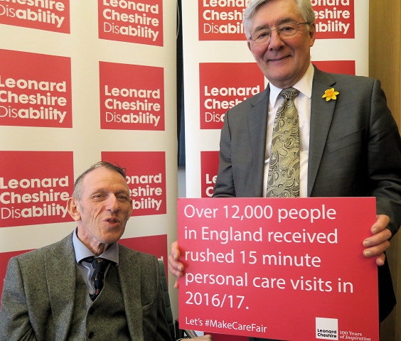 Tony Lloyd MP joined Leonard Cheshire disability charity at a parliamentary event to highlight their Make Care Fair campaign 