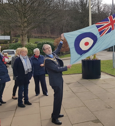 The Mayor of Whitworth, Councillor Alan Neal celebrates the Royal Air Force Centenary Celebrations