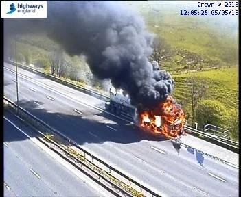 HGV fire closes M62