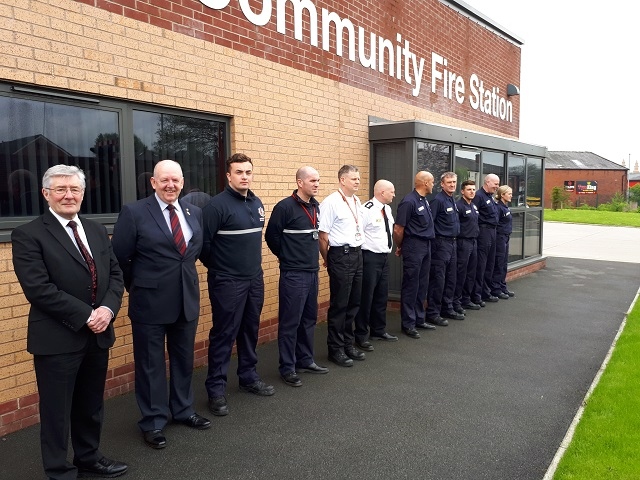 Tony Lloyd MP and Councillor Shaun O'Neil joined local firefighters at Rochdale Fire Station to commemorate Firefighters' Memorial Day