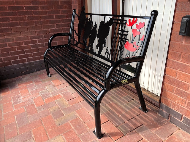 The memorial bench at Mountside View in Shawclough