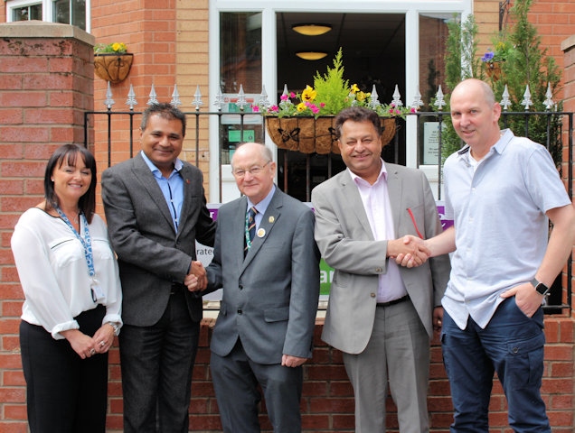 Clare Gardner, from the council's commissioning team, Azad Choudhry, chariman of East and West Healthcare, Councillor Billy Sheerin, assistant cabinet member for adult care, Councillor Iftikhar Ahmed, cabinet member for adult care and Martin Donovan, manager of The Mews