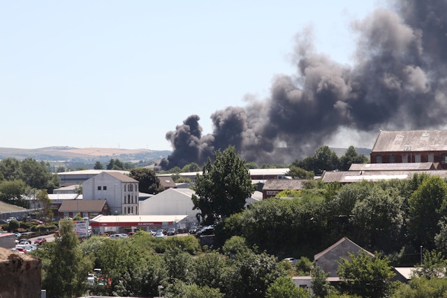 The fire as seen from the Wheatsheaf Shopping Centre