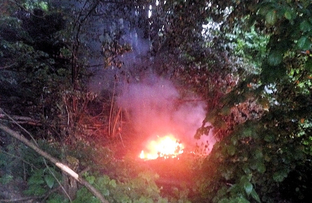 A small amount of tyres were set on fire