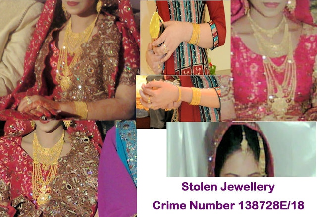 Jewellery taken during a burglary