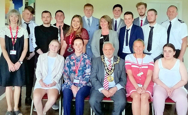 Mayor Mohammed Zaman presents certificates to young people who took part in and completed The Prince’s Trust programme