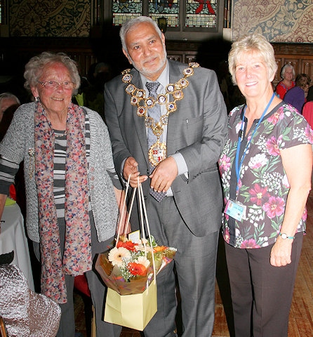 Mayor Mohammed Zaman and Dorothy Johnstone, Rochdale Ceremonial Manager (right) at the first Pensioner Convention