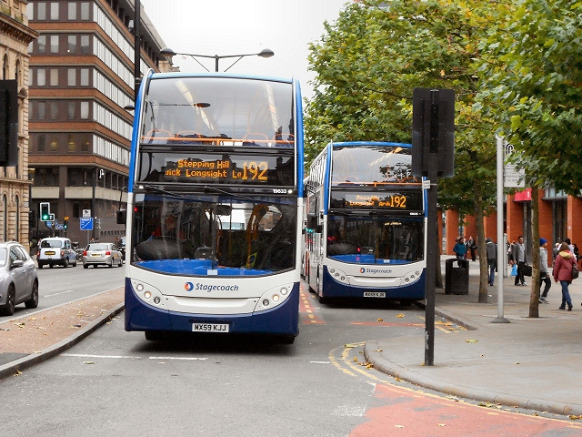 Buses in Piccadilly in Manchester