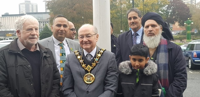 Mayor Billy Sheerin raised the flag with Leader of the Council Allen Brett and local community leaders