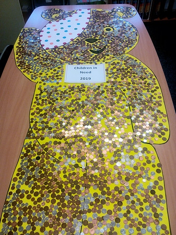 Change on the giant Pudsey bear