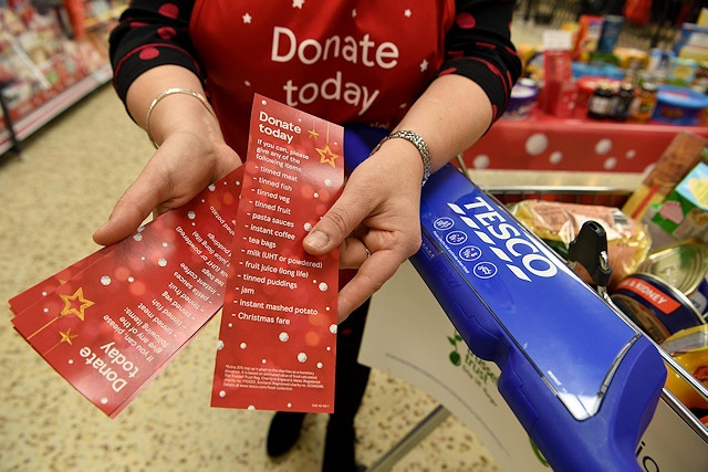 Customers are invited to give long-life food to support the work of charities, the Trussell Trust and FareShare, helping people who cannot afford to feed themselves and their families