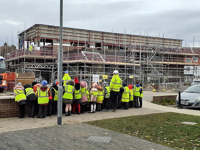 St. Mary's CE Primary school visiting the new Kirkholt health centre which will be built by spring 2020