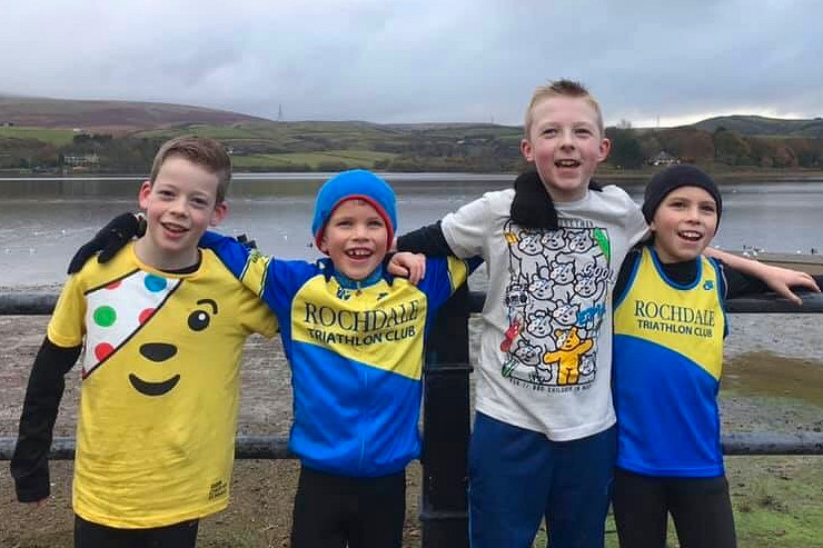 Ben with other junior members of Rochdale Triathlon Club