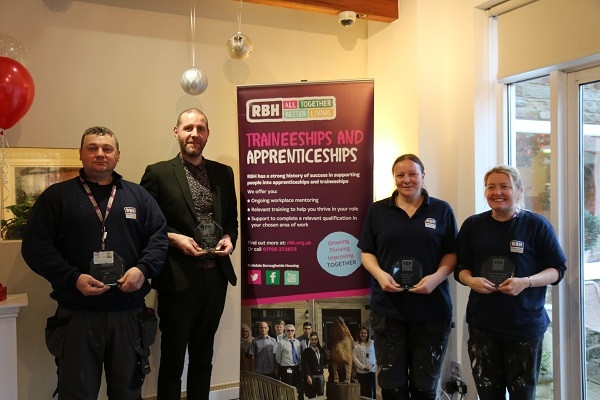 RBH Apprentice Award winners: (L-R) Jim Coutts, Jonathan Wenn, Julie Nelson, Sarah Wilkinson