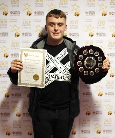 Clayton Moores with The Joanne Bramall Award for Work Experience