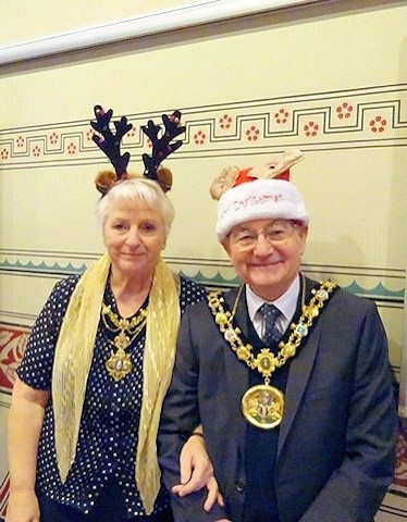 Mayor Billy Sheerin and Mayoress Lynn Sheerin at Rochdale Pensioners Association Christmas Party