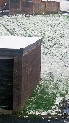 Tyre tracks in the snow at Meadow View