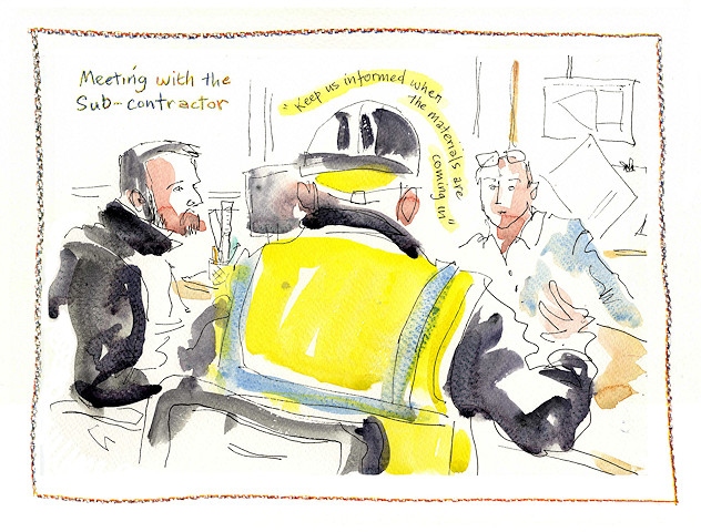 The sketches showcase what it is really like to work on a construction project 