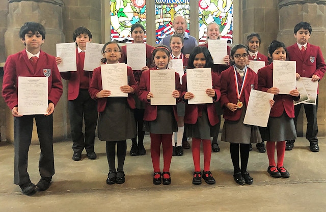 Beech House School pupils with their awards at the Rochdale Youth Festival of Performing Arts