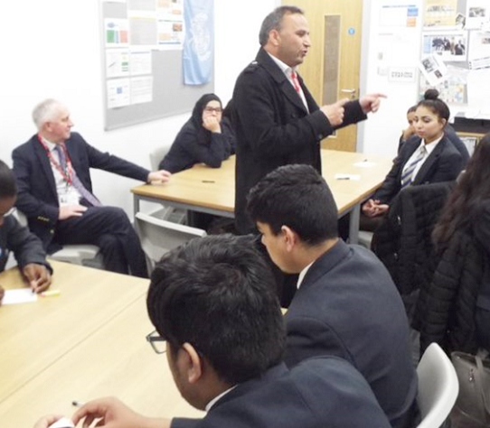 Councillor Ashley Dearnley and Councillor Shakil Ahmed visit Year 10 Citizenship students at Kingsway Park High School