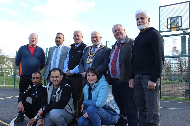 Councillors with local residents on the new multi-use games area