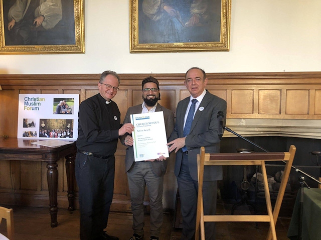 The silver award for the Church Mosque Twinning Programme was presented to Revd Mark Coleman and Imam Hassanat