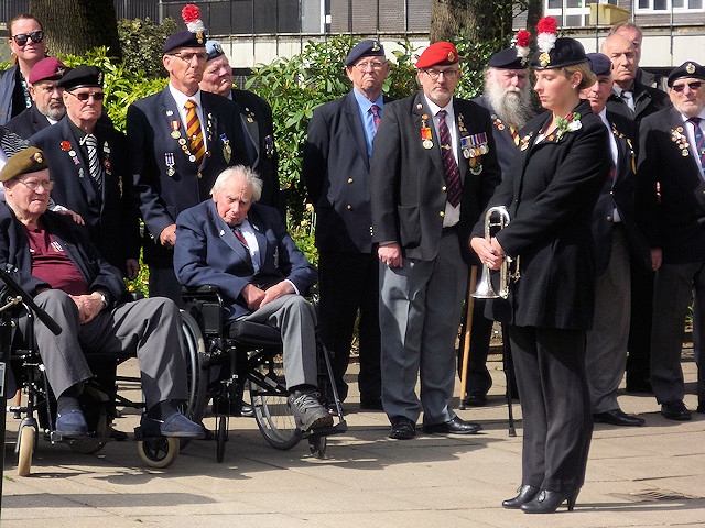 A bugler with veterans