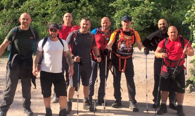 (L-R) Lee Ashworth, Patrick Altimas, James Halliwell, Andrew Ross, John Finnerty, Colin Wheelan, Kiddy Mo and James Keeling completed the National Three Peaks Challenge