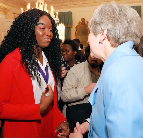 Rochdale Member of Youth Parliament, Anita Okunde with Prime Minister, Theresa May