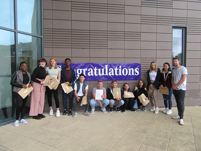 Left to right: Oluwanifemi Adewole, Isobel Smith, Emma Dickson, Newton Omoruyi, Abel Castaneda Rodriguez, Jack Dean, Joe Dixon, Kieran McClay, Wiktoria Kozlowska, Chloe Bebbington, Shan Lan, Mr Duffy [maths teacher]