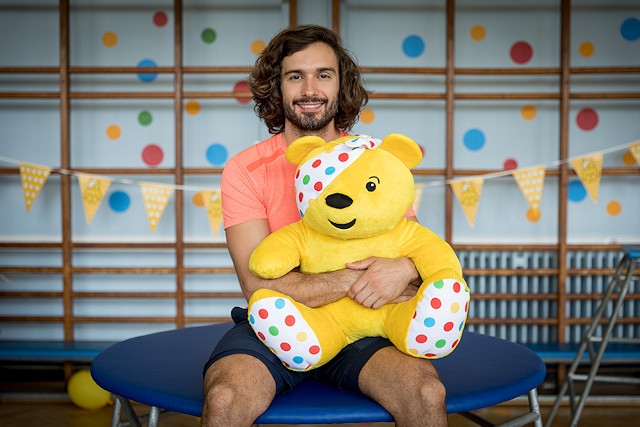 Joe Wicks with Children in Need mascot, Pudsey