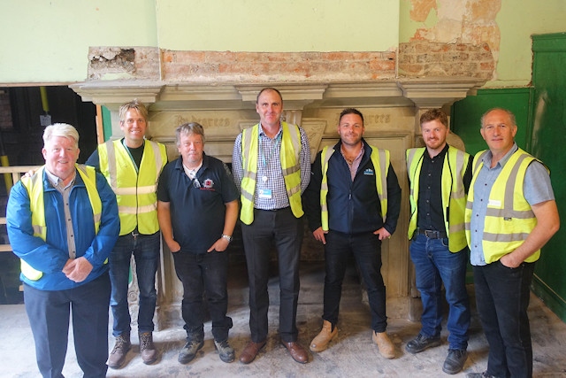 Tony Tattersall, Edgeleigh Consulting; Hopwood DePree, Hopwood Hall Estate; Bob Wall, Heritage Roofing & Maintenance; Steven Pickard, Hopwood Hall College; Nick Carter, Rosslee Construction; Grant Prescott, Buttress Architects; Peter Barlow, Historic England