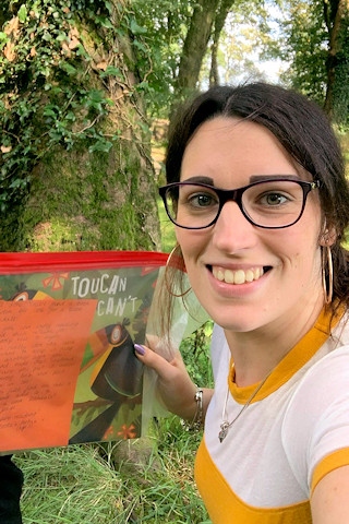 Charlotte O'Neill and her 3-year-old son, Archie recently started hiding books for children to read around the Rochdale borough