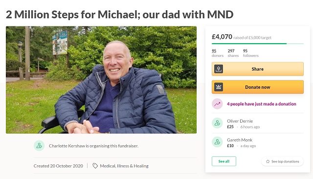 All contributions will go towards helping Michael with his diagnosis, such as mobility equipment and house adaptions