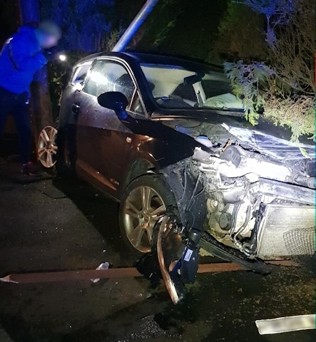 The vehicle after the crash on Blackstone Edge Road