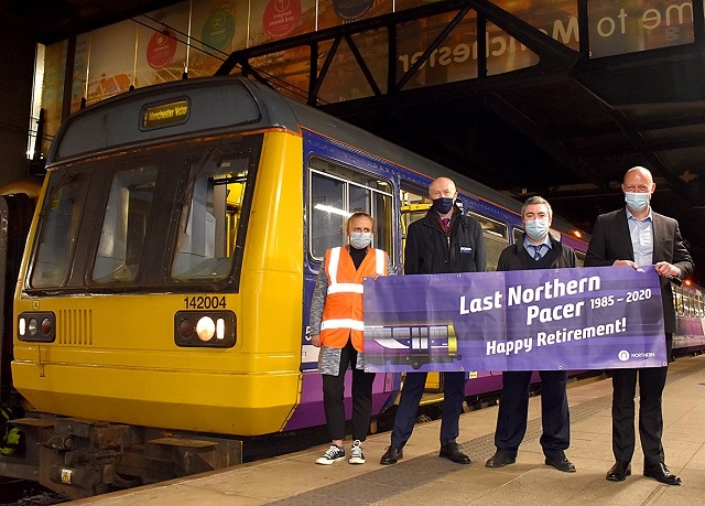 Pictured with Pacer 142004 are (l-r) Becky Styles, Community and Sustainability Manager, Nick Donovan, Managing Director, Jason Ward, Driver and Chris Jackson, Regional Director