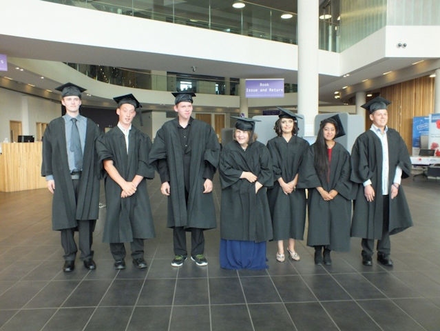 Redwood School students who have graduated from Rochdale Borough Council’s cleaning internship scheme