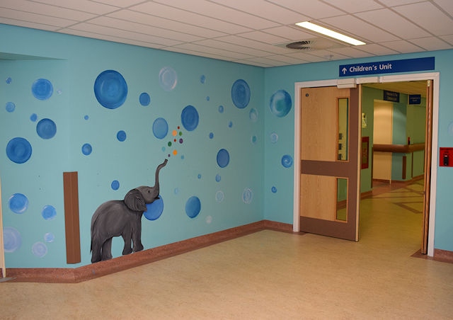 Elephant artwork at entrance to ROH Children's Ward