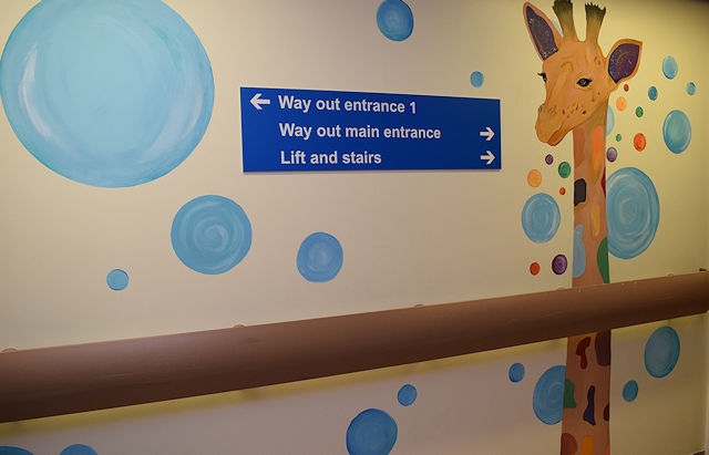 Giraffe artwork at entrance to ROH Children's Ward