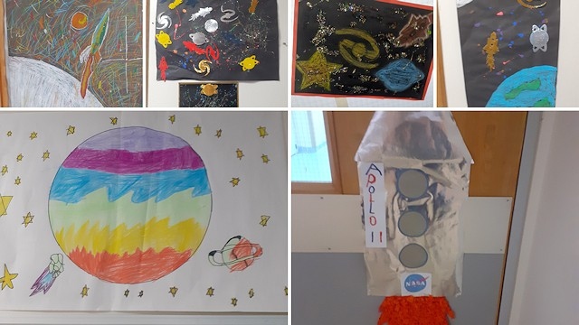 A selection of the artwork by children from Norden Community Primary School