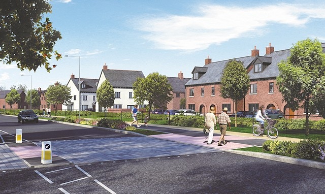 Artists impression of homes planned alongside the South Heywood link road