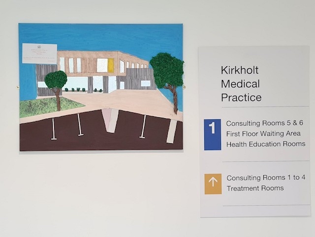 The artwork by pupils from St. Mary’s CE Primary School on display in Kirkholt Medical Practice