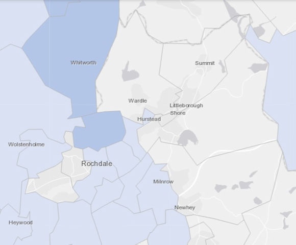 Public Health England map showing infections in Rochdale, week ending 3 September