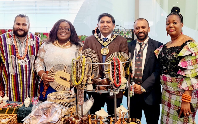 Mayor of Rochdale Councillor Aasim Rashid attended a Black History Celebration event at Middleton Arena for Black History Month, organised by Caring and Sharing